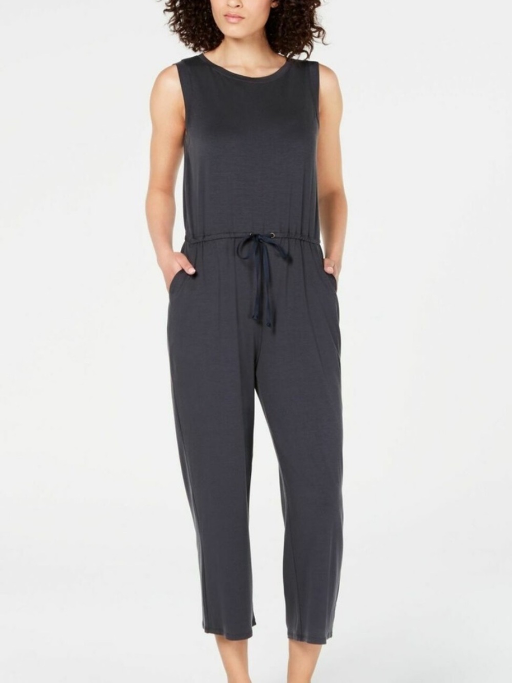 Eileen Fisher Fine Tencel Stretch Jersey Jumpsuit Color:  Graphite Gray S peitte